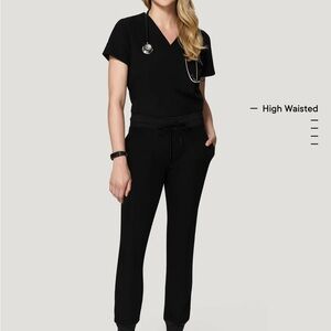 2 pairs of High-Waisted Black Scrub Pants